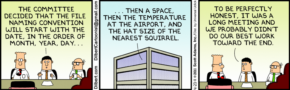 A Dilbert comic joking about naming conventions naming_convention